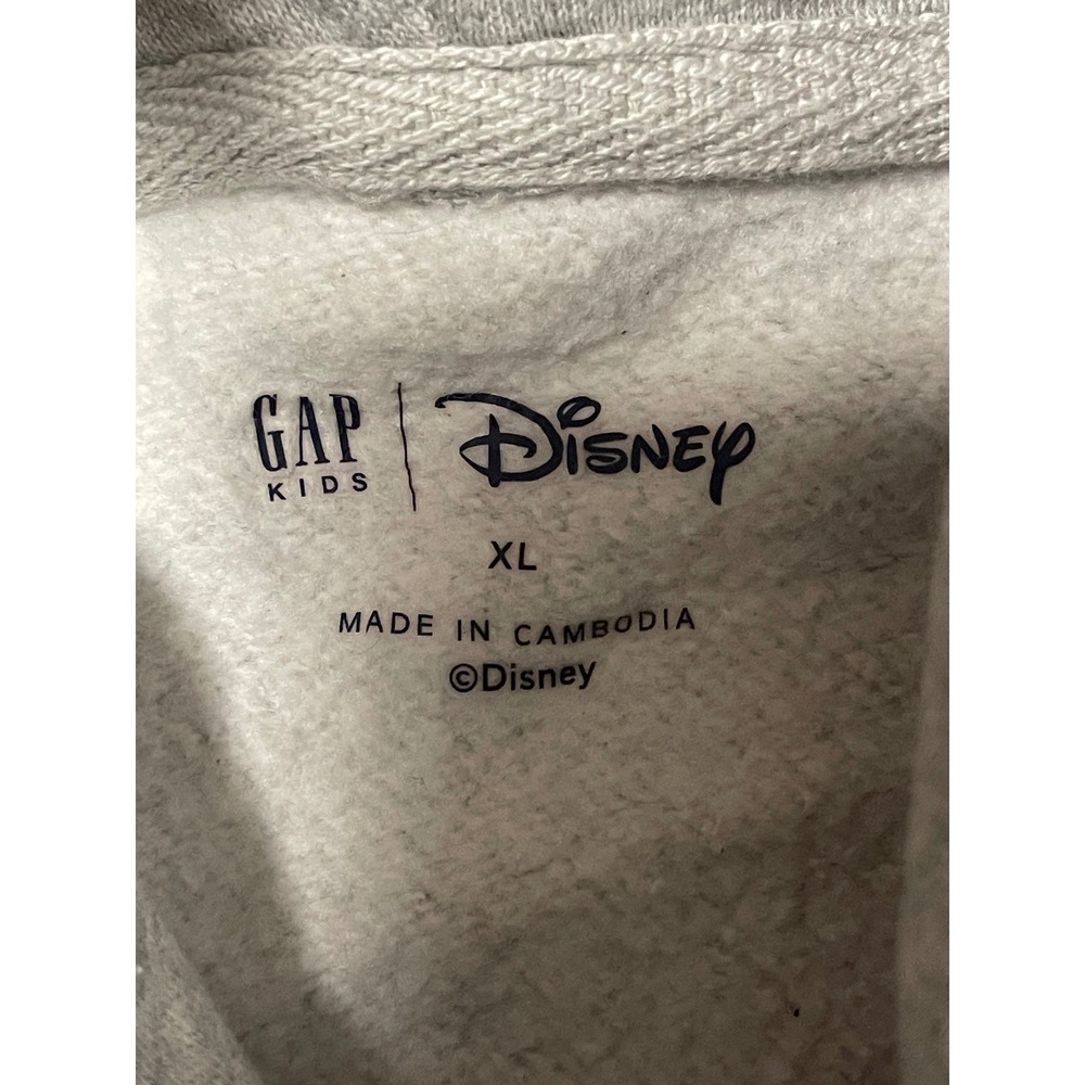 Gap Kids Disney Mickey Mouse Hoodie Gray Sweatshirt XL 12-13 Sleeve Logo - Picture 4 of 8